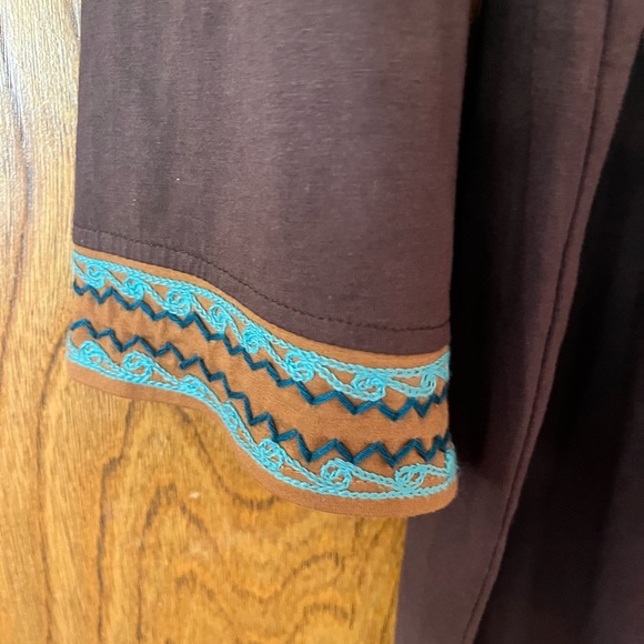 Double D Ranch Brown Dress with Bishop Sleeves and Square Neck - Picture 5 of 6